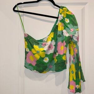 Floral One Sleeve Crop Top NEVER WORN
